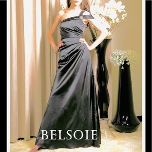 Satin one shoulder maxi